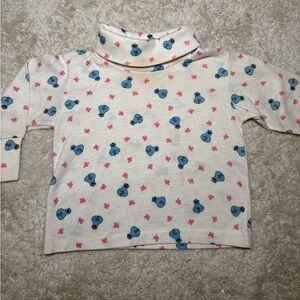 Kids Blue and Pink Patterned Turtleneck Cookie Monster Shirt